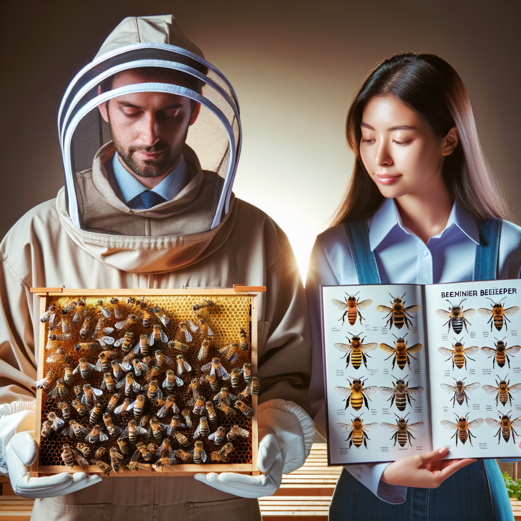 Professional beekeeper examining types of bees for beekeeping in a hive, showcasing best bees for honey production and essential beekeeping equipment for beginners starting a beekeeping business startup