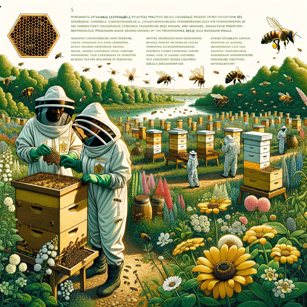 An illustration demonstrating the benefits of sustainable beekeeping practices on honeybee population increase, highlighting the impact of beekeeping on biodiversity and bee conservation methods.