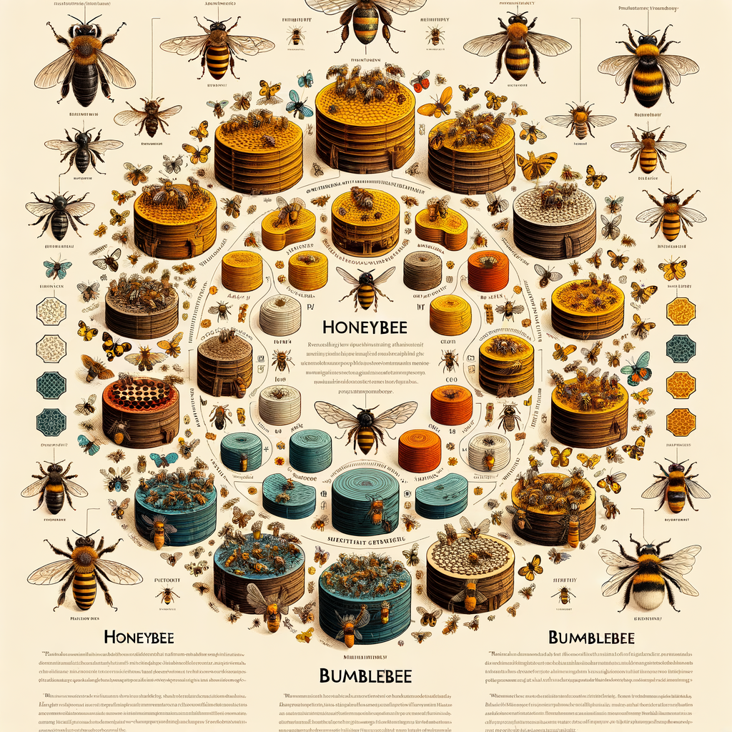 Infographic illustrating various beehive species including honeybee hives and bumblebee hives, highlighting different types of bees for beehive identification and providing an overview of hive bee species.