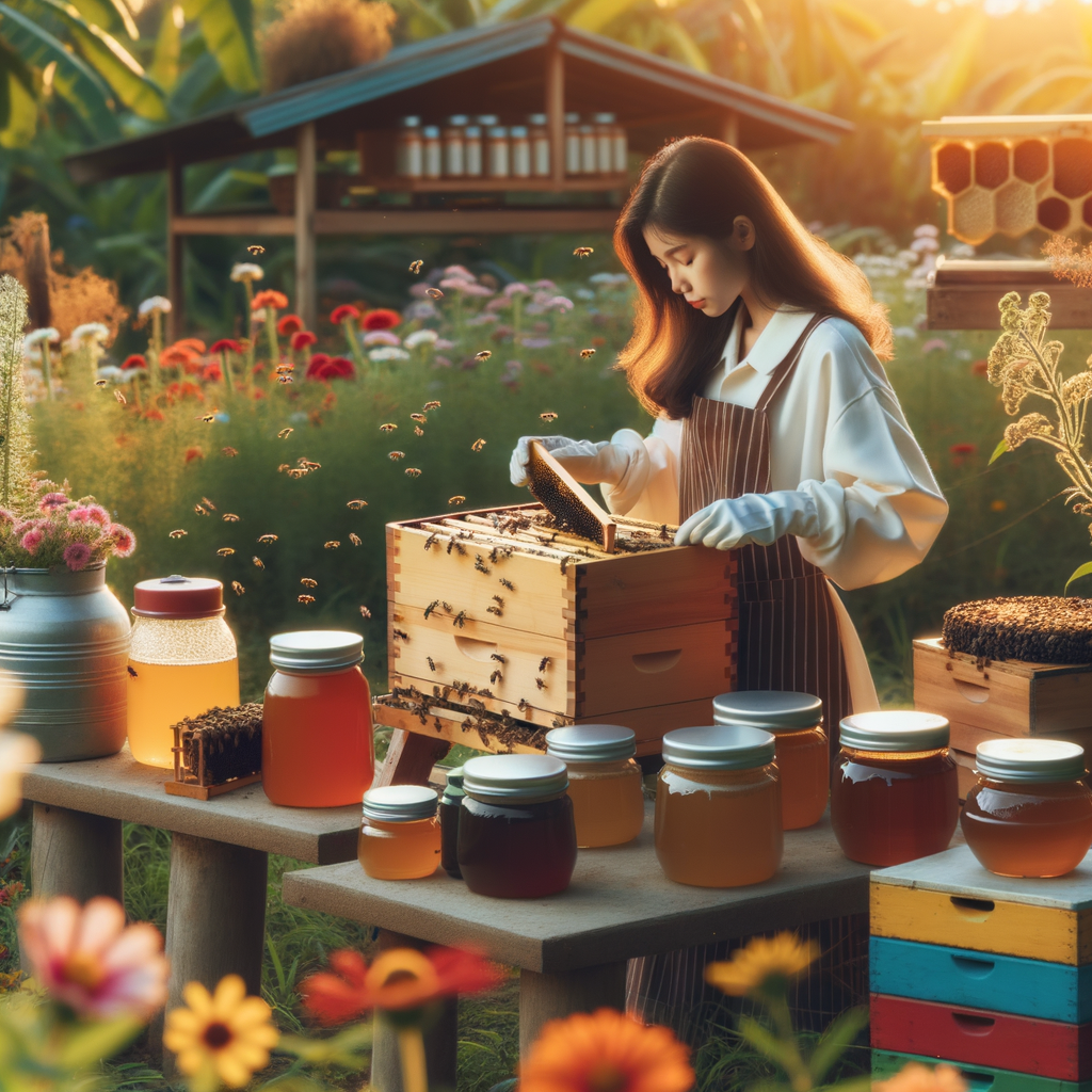Professional beekeeper using modern beekeeping methods and equipment, showcasing latest industry trends, advances, and best practices for beekeeping tips and updates.