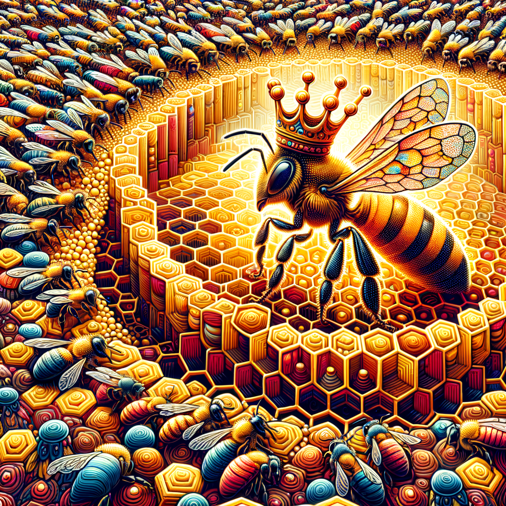 Queen bee in hive illustrating her vital role and importance in beekeeping basics and practices, highlighting the impact of queen bees on beekeeping.